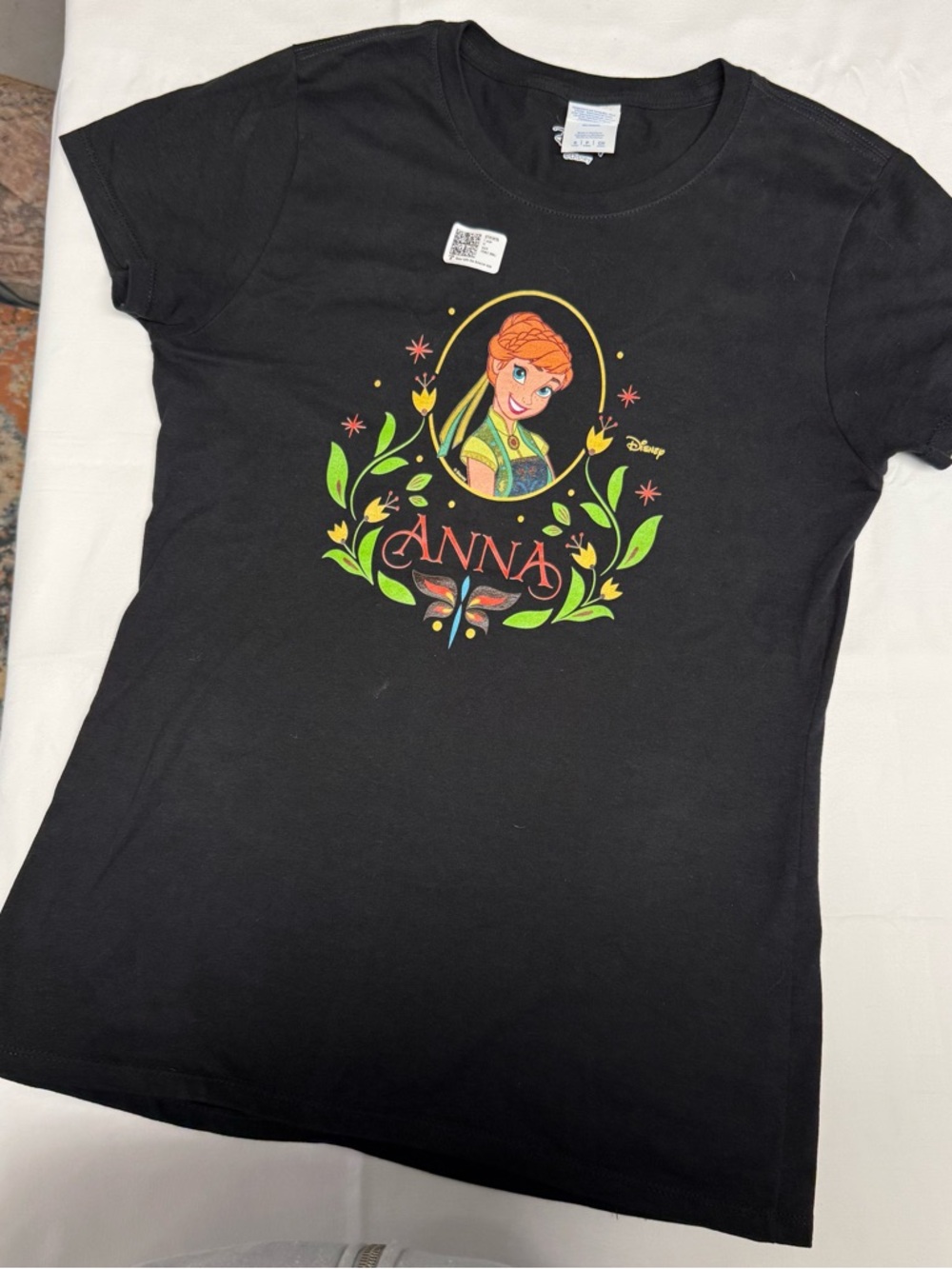 Disney Black Tee with Anna Floral Graphic